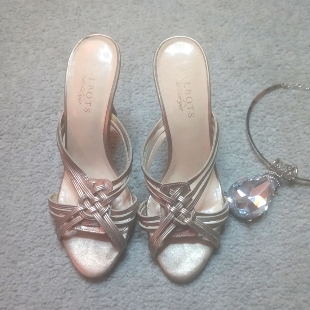 Women's 3 inch heel gold open toe sandals